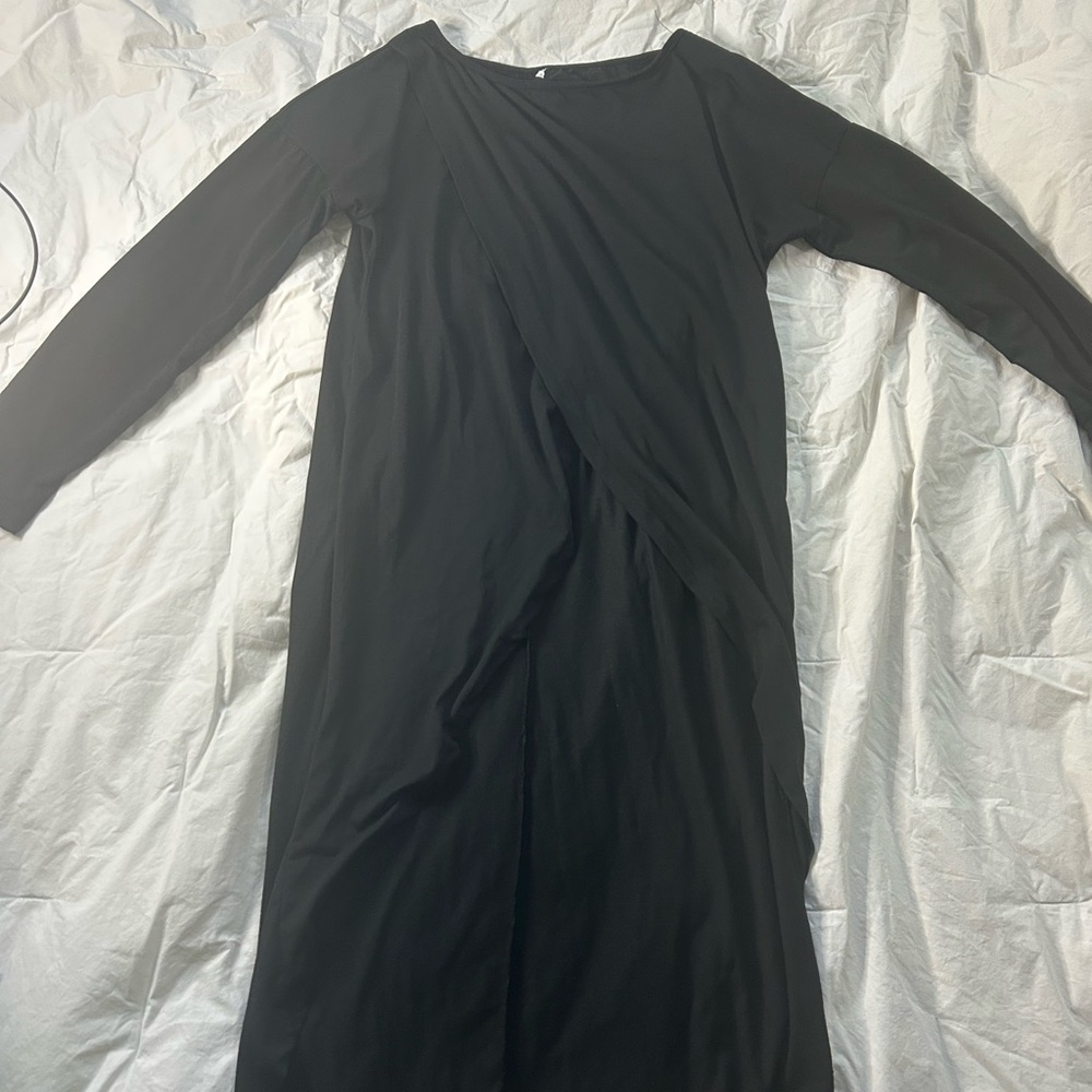 ✨ Wrap Dress Hi-Lo Pullover Midi Long Sleeve Black Size L ✨
